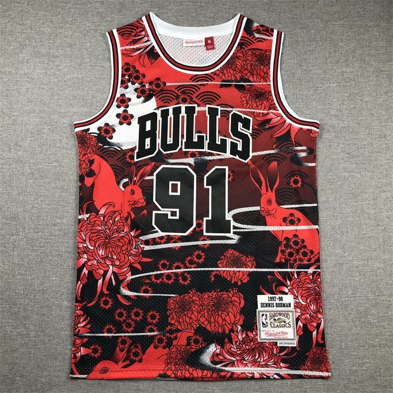 Chicago Bulls #91 Dennis Rodman Bulls 91 # Rodman Year of Rabbit Commemorative Style 2