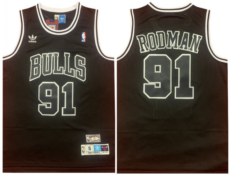 Chicago Bulls #91 Dennis Rodman Chicago Bulls Rodman rodman Classic Black Trefoil Premium Mesh