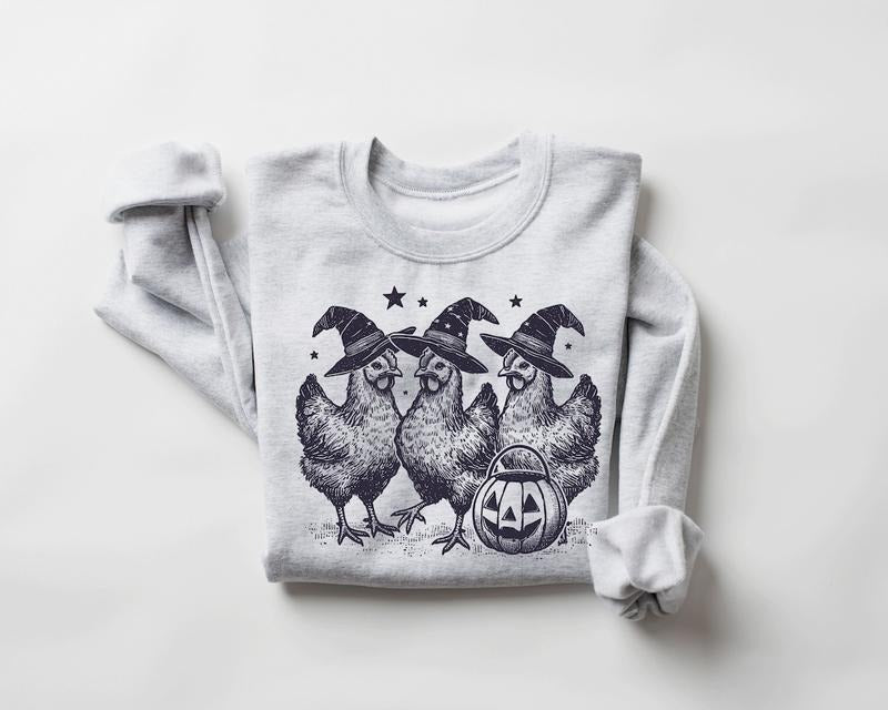 Chicken Witches Funny Halloween Sweatshirt, Vintage Chicken Witch Sweater, Funny Women Halloween Gift, Funny Halloween Tee T-shirt, sweater and Hoodie