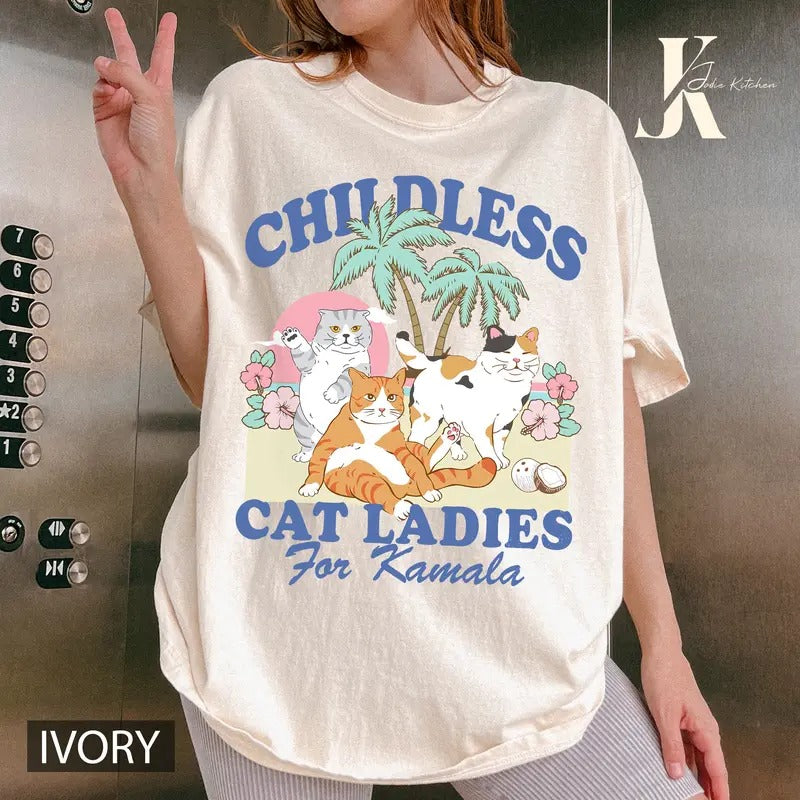 Childless cat lady for Kamala Shirt, Kamala Harris For The People Shirt, Kamala Harris 2024 T-shirt, Kamala Harris For President 2024 T-shirtstyle{n002}3