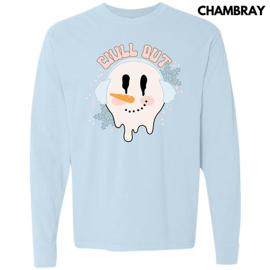 Chill Out Snowman Long Sleeve Comfort Colors T-Shirt 'NLB'