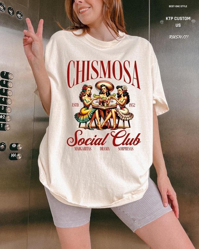 Chismosa Social Club Tshirt, Latina Chisme Tee, Mexicana Gift, Latin Funny Tee, Hispanic Trendy, Retro Mexican Margarita Cafe Top Womenswear