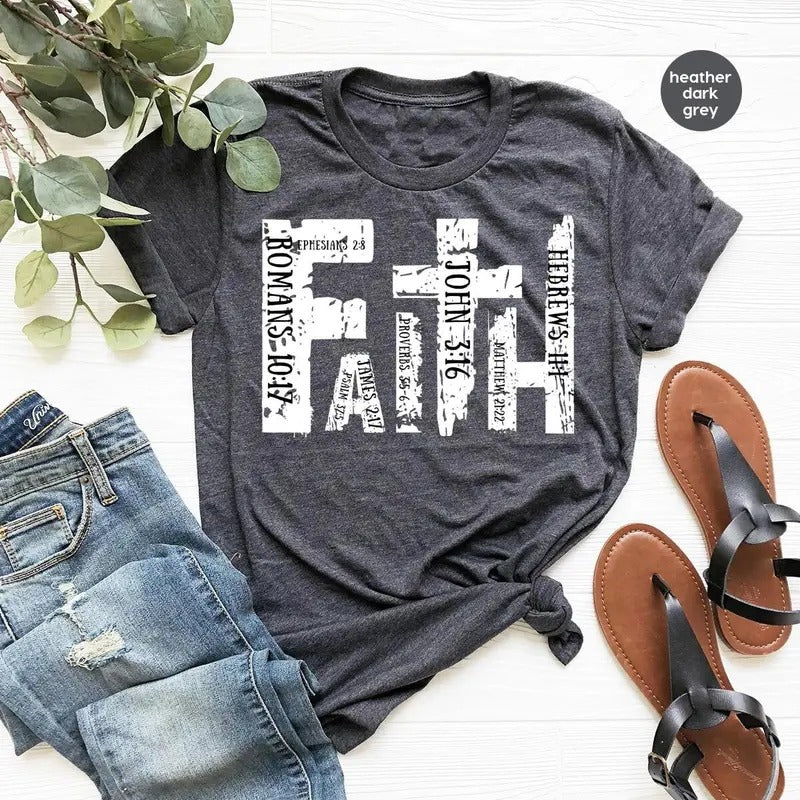 Christian Shirt Bible Verse T-shirt Religious Outfit Retro Faith T Shirt Christian Cross Graphic Tees Genderneutral Adult Tshirts TK43GN