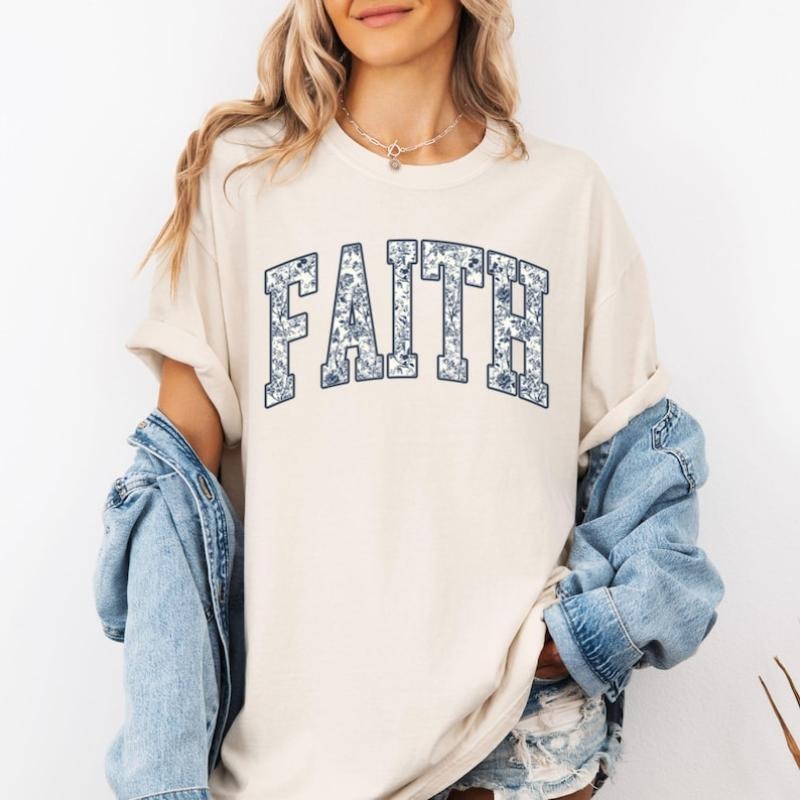 Christian Shirt, Religious Shirt, Faith Shirt, Toile Christian Shirt, Toile De Jouy, Chinoiserie, Faith Gift