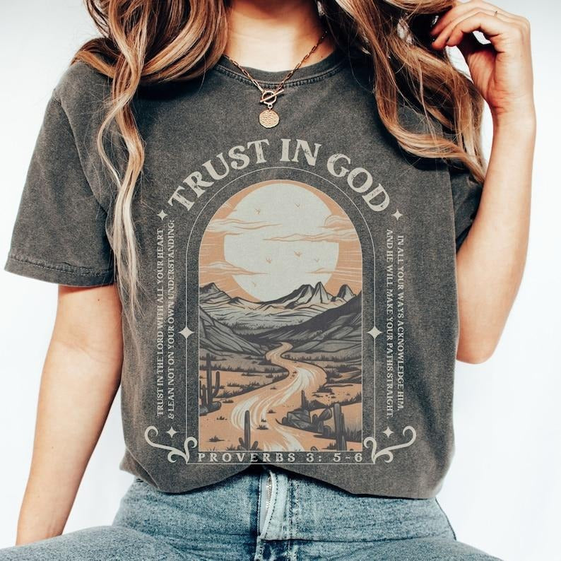 Christian Shirts, Christian TShirt, Trust in the Lord, Proverbs Shirt, Scripture Booktok Booktok teess, Jesus Apparel,...