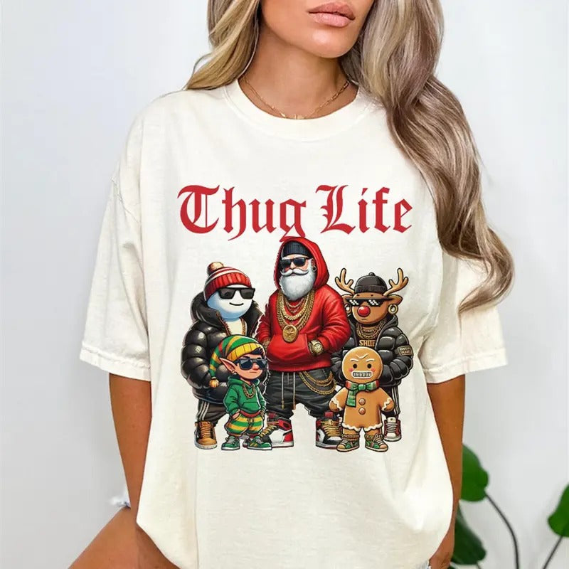 Christmas Characters Tee - Thug Life Design for a Cute Family Holiday Shirt