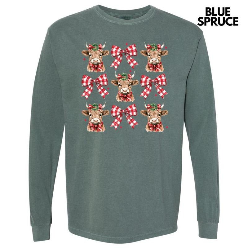 Christmas Cow Coquette Collage Long Sleeve Comfort Colors T-Shirt 'NLB'