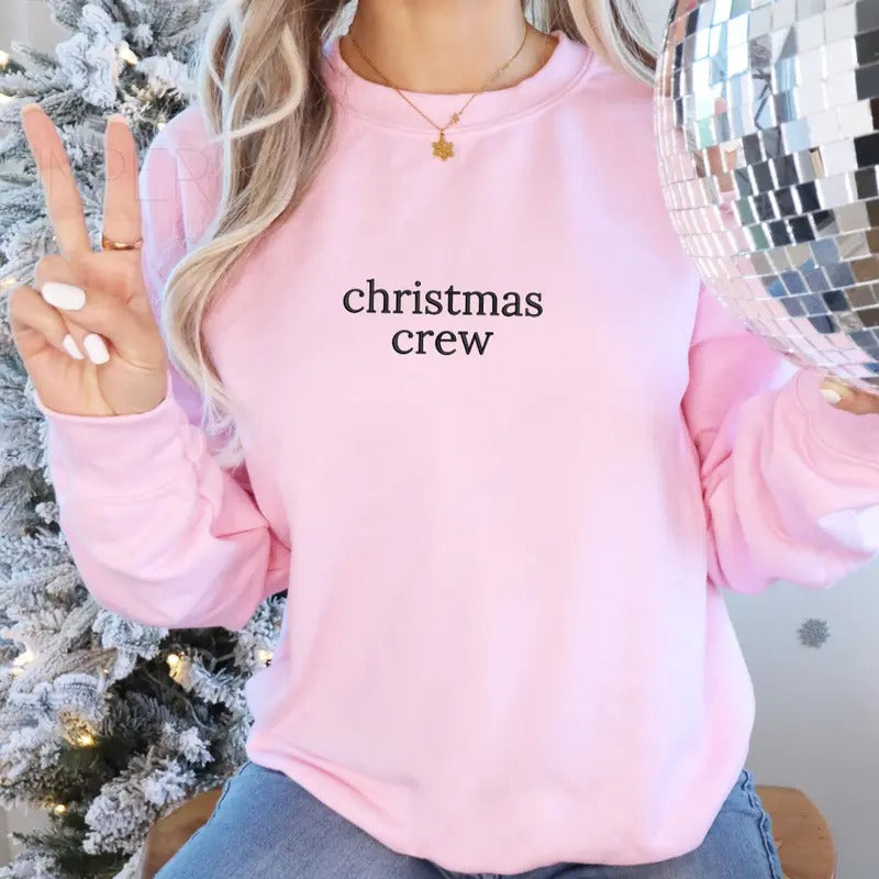 Christmas Crew Embroidered Sweatshirt, Christmas Sweatshirt, Funny Christmas Sweatshirt, Xmas Sweatshirt Full Color Print