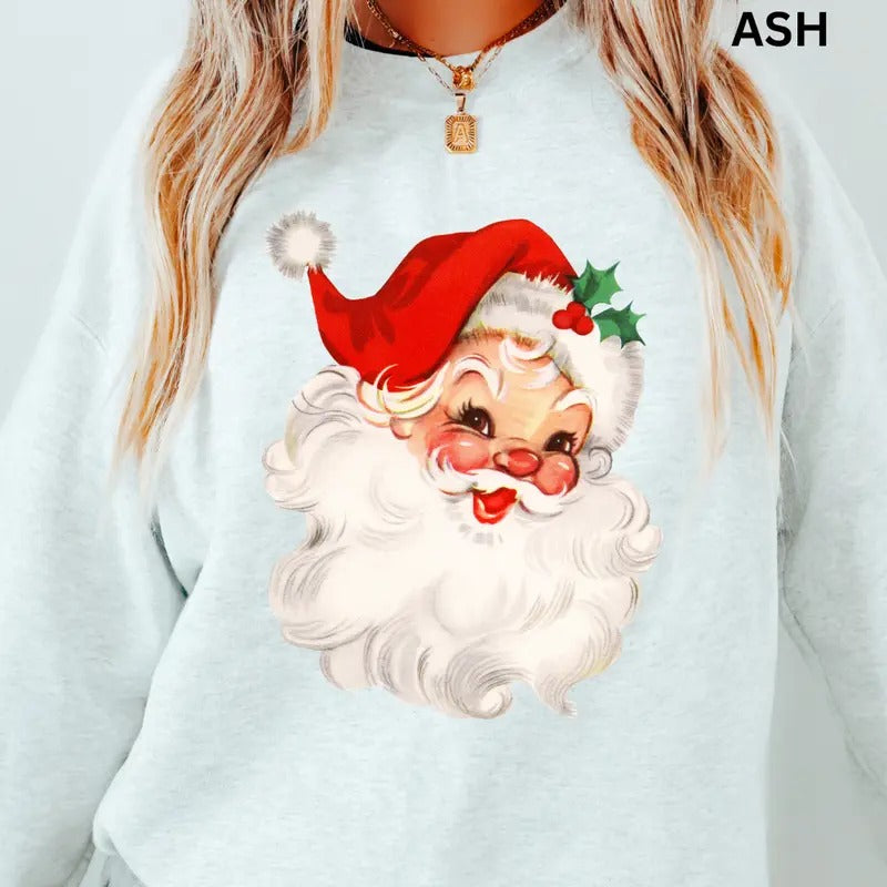 Christmas Crewneck, Santa Claus Graphic Sweatshirt, Christmas Sweatshirt, Winter Season Graphic, Casual Cotton Crewneck,...