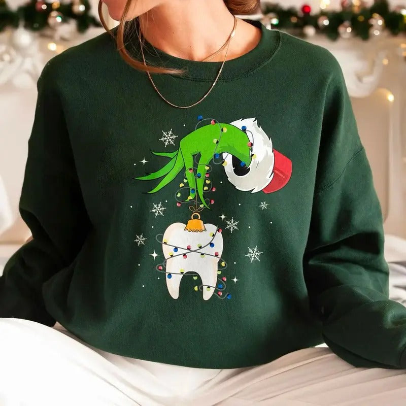 Christmas Dentist Sweatshirt, Funny Christmas Lights Tooth Shirt, Dental Squad Shirt for Christmas Sweatshirt, Dental Assistant Shirt, Xmas Dental Sweatshirt