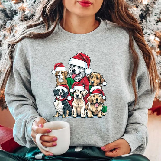Christmas Dog Sweatshirt, Dog Lover Hoodie, Dog Gift Sweater For Mom, Pet Holiday Sweater, Funny Puppies Long Sleeve.