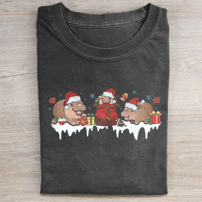 Christmas Funny Moo Deng T-shirt, Funny Christmas Tee