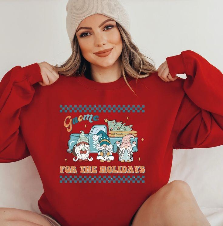 Christmas Gnomes Sweatshirt, Gnome For Holiday Truck Sweater, Happy Christmas Sweatshirt Gift, Cute Gnomes Sweatshirt, Holiday Family Tee P-392