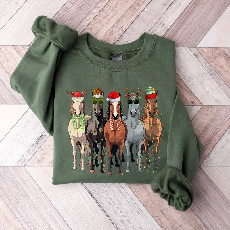 Christmas Horse Sweatshirt, Western Christmas Horse Sweater, Horse Sweatshirt, Horse Xmas Gift, Womens Christmas Sweater, Horse Lover Gift Christmas Gift Idea 2024, Gift For Him, Gift For Her