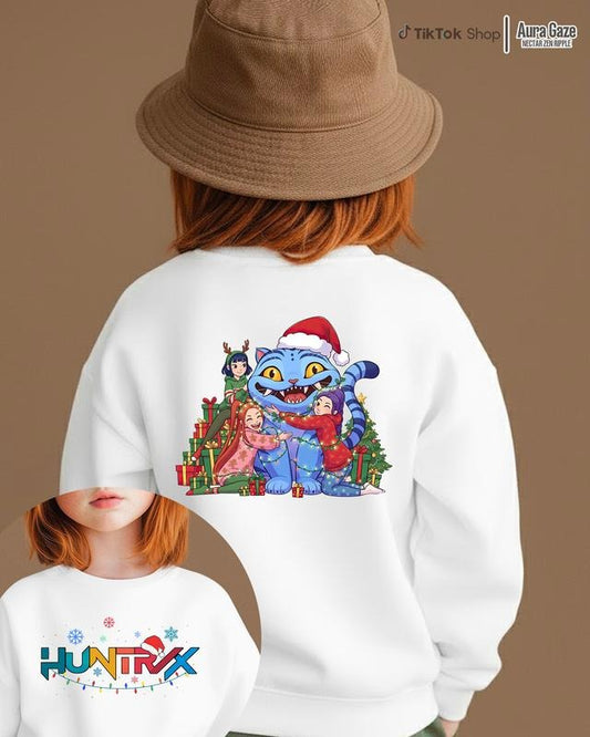 Christmas Huntrix and Derpy 2Sided (Kid Size) Sweatshirt - KPop Demon Hunters Unisex Sweatshirt For Fan, KPop Demon Hunters Holidays Season