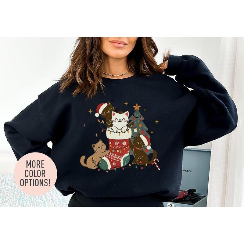 Christmas Kittens Crewneck Sweatshirt, Cute Kittens Sweatshirt, Cat Lover Sweatshirt, Christmas Season Sweatshirt, Holiday Season Sweatshirt