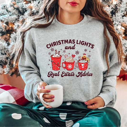 Christmas Light Real Estate Advice Sweatshirt, Christmas Realtor Gift Sweater, Real Estate Xmas Hoodie, Realtor Winter Holiday Sweatshirt.