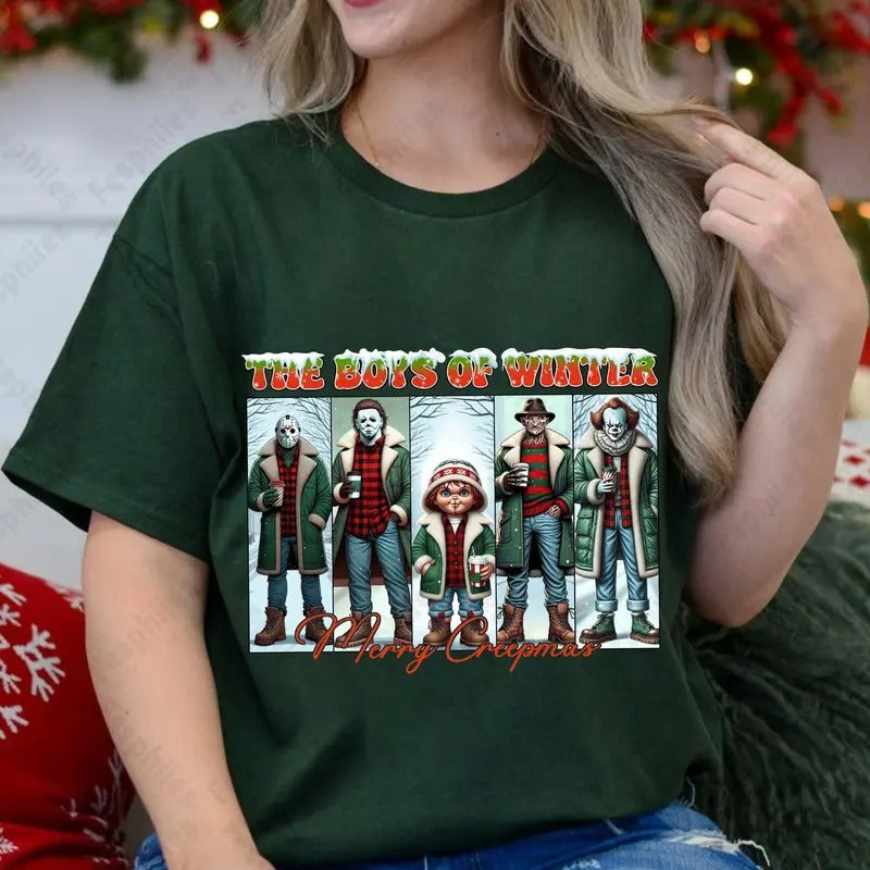 Christmas Movie Killer Shirt, Killers Friends Shirt, The Boys Of Winter Shirt, Merry Creepmas Shirt , Horror Character Shirt, Xmas Horror Friends Tee