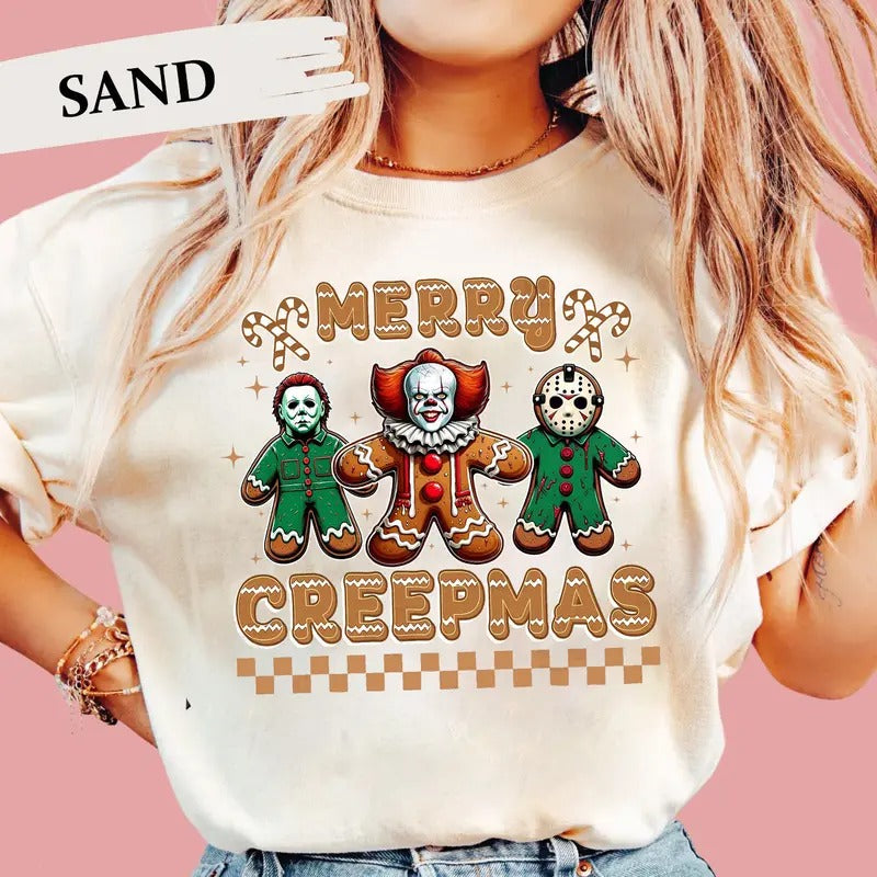 Christmas Movie Killer Shirt, Merry Creepmas Shirt, Killers Friends Shirt, Xmas Horror Gingerbread Man Shirt, Christmas Horror Friends Tee