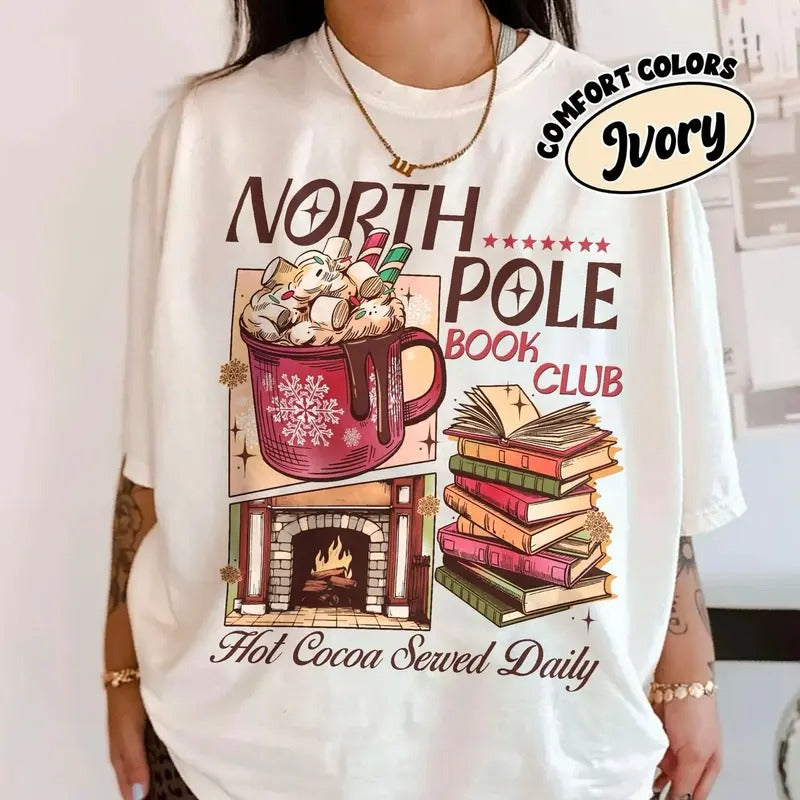 Christmas North Pole Book Club Sweatshirt, Bookish Christmas Shirt, Shirt For Book Lover, Book Lover Holiday Shirt, Bookish Sweatshirt, Winter Cozy Sweaer