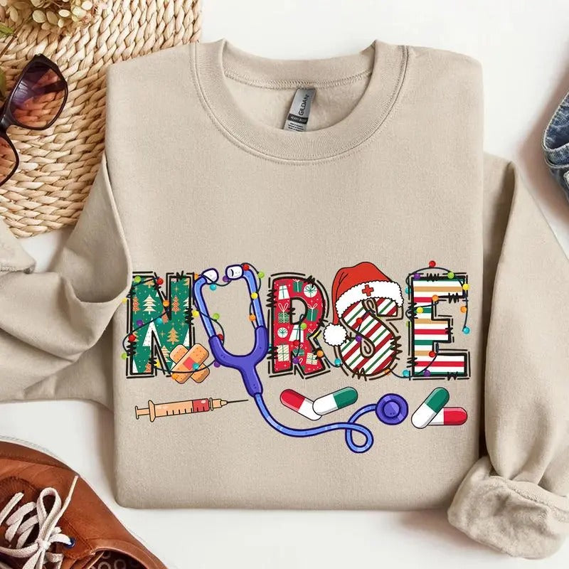 Christmas Nursing Sweatshirt, Nurse Christmas Sweater, Nurse Holiday Shirt, Christmas Gift for Nurse