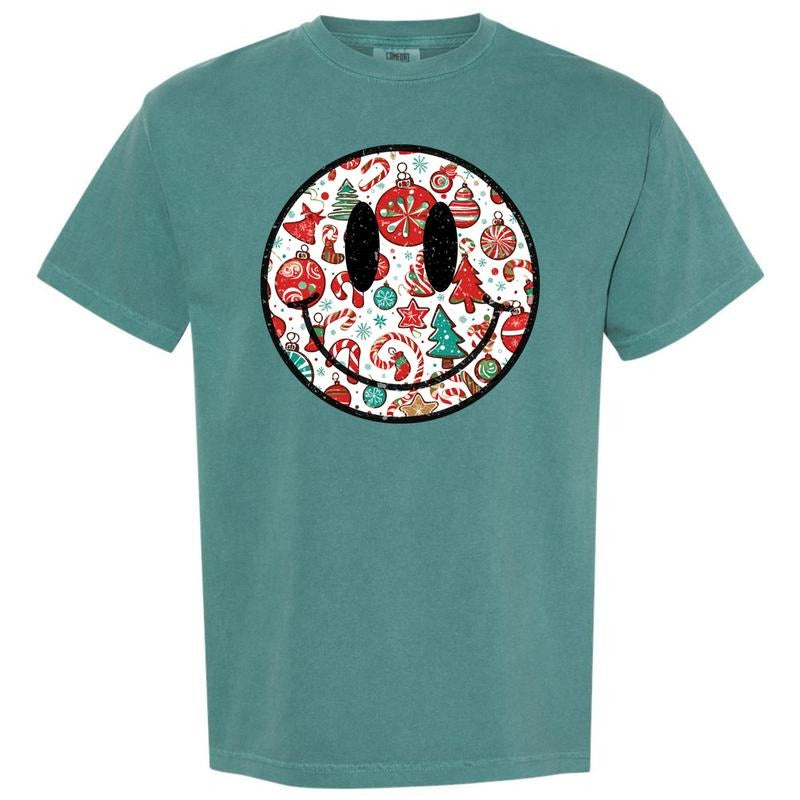 Christmas Time Happy Face Comfort Colors T-Shirt 'NLB'