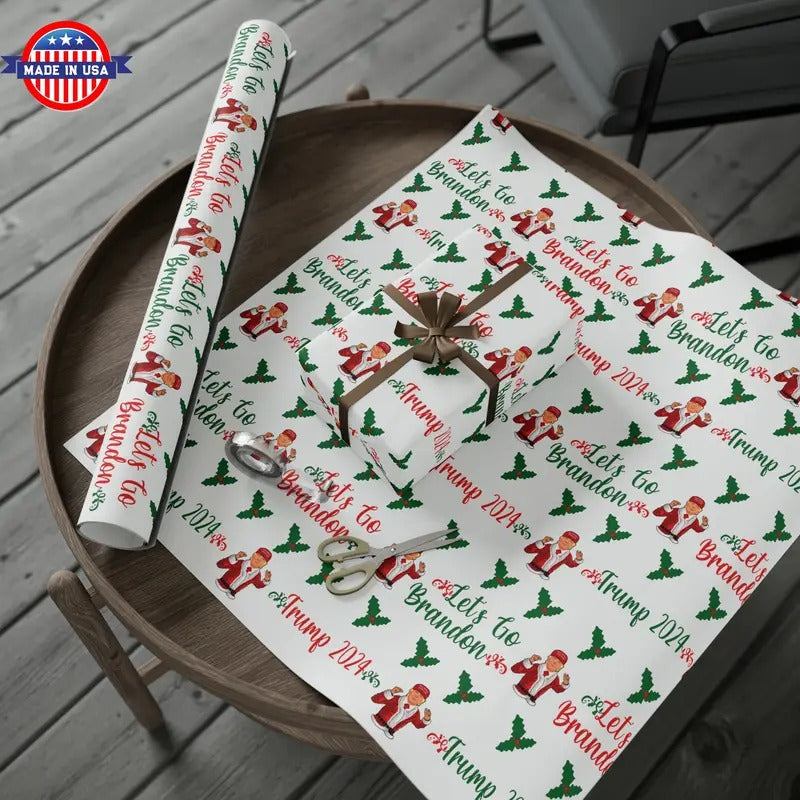 Christmas Trump 2024 Let's Go Brandon Wrapping Paper for Gifts T-Shirts, Hoodie, Sweatshirt | WearSparks.com