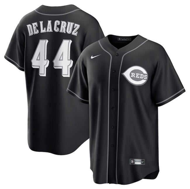 Cincinnati Reds #44 Elly De La Cruz Black Lights Out Limited Stitched Baseball Jersey