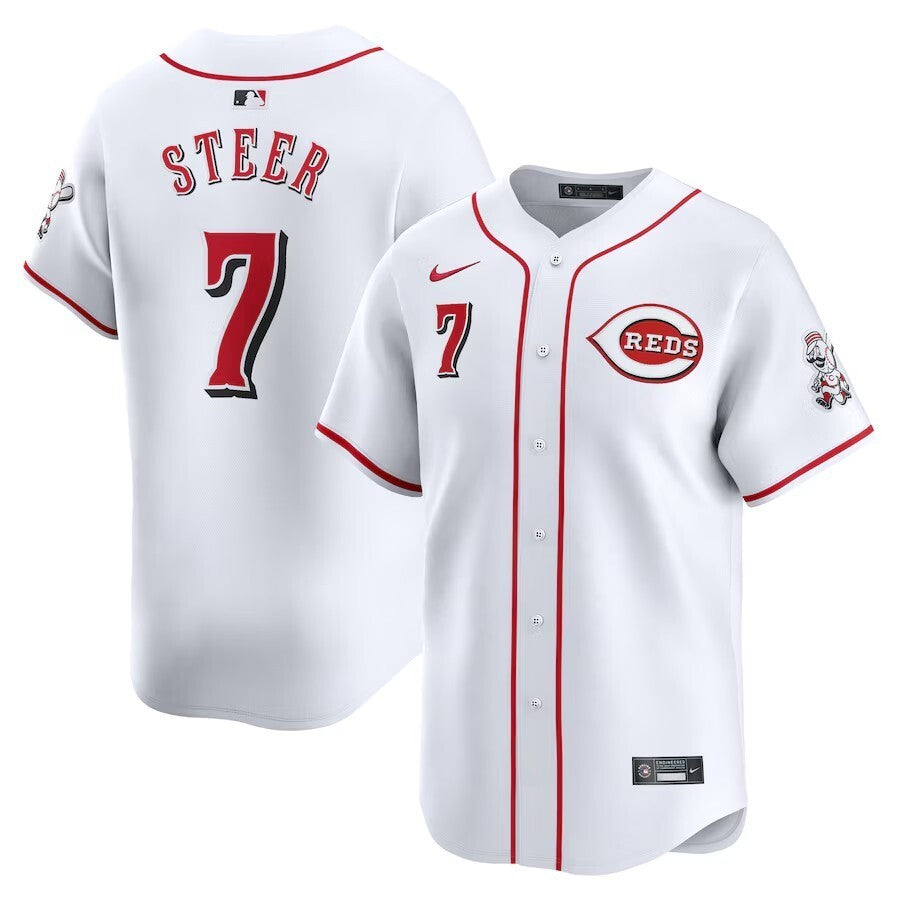 Cincinnati Reds #7 Spencer Steer Home Limited Player Jersey - White