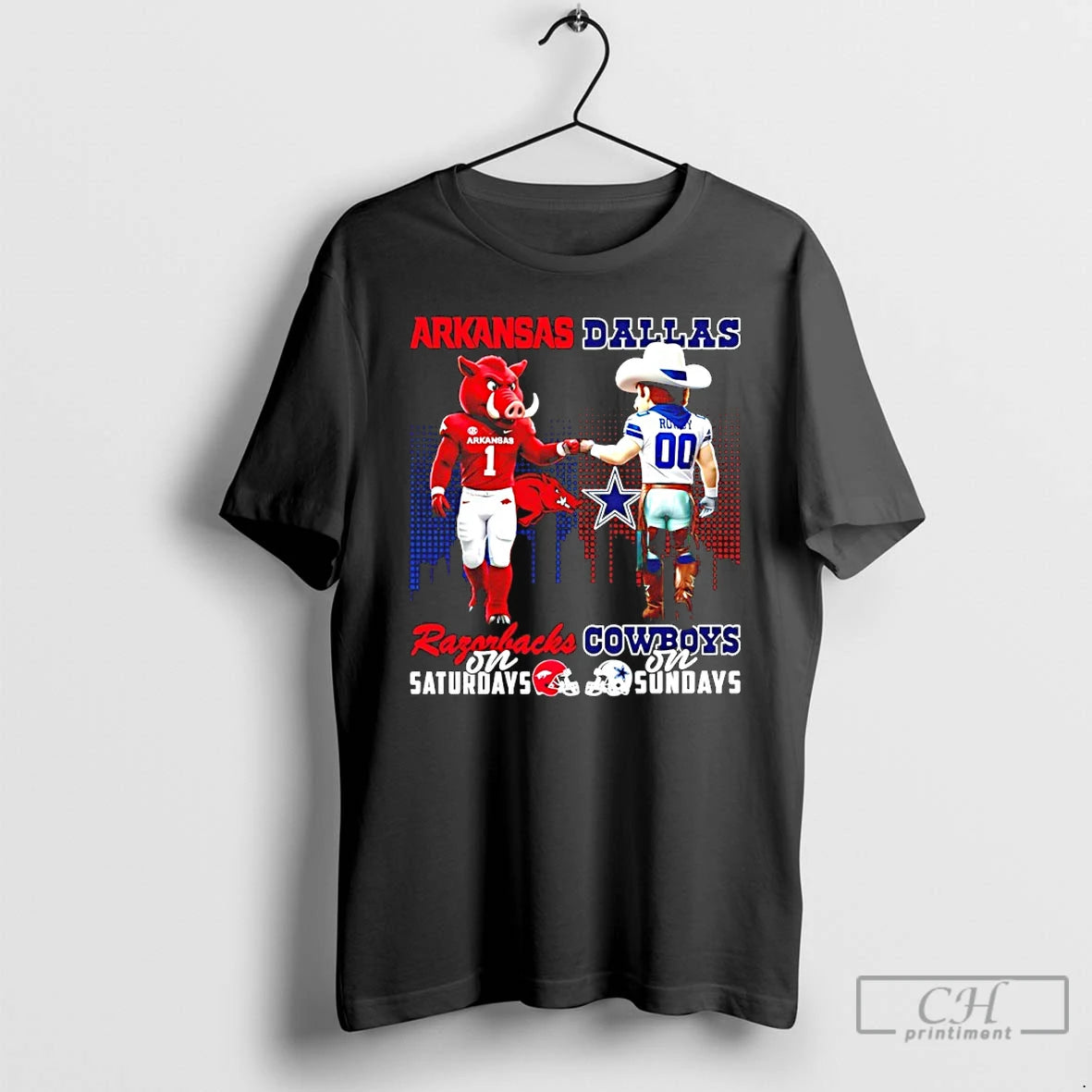 Classic Arkansas Razorbacks On Saturdays Vs Dallas Cowboys On Sundays Mascot Skyline T Shirts Sweater