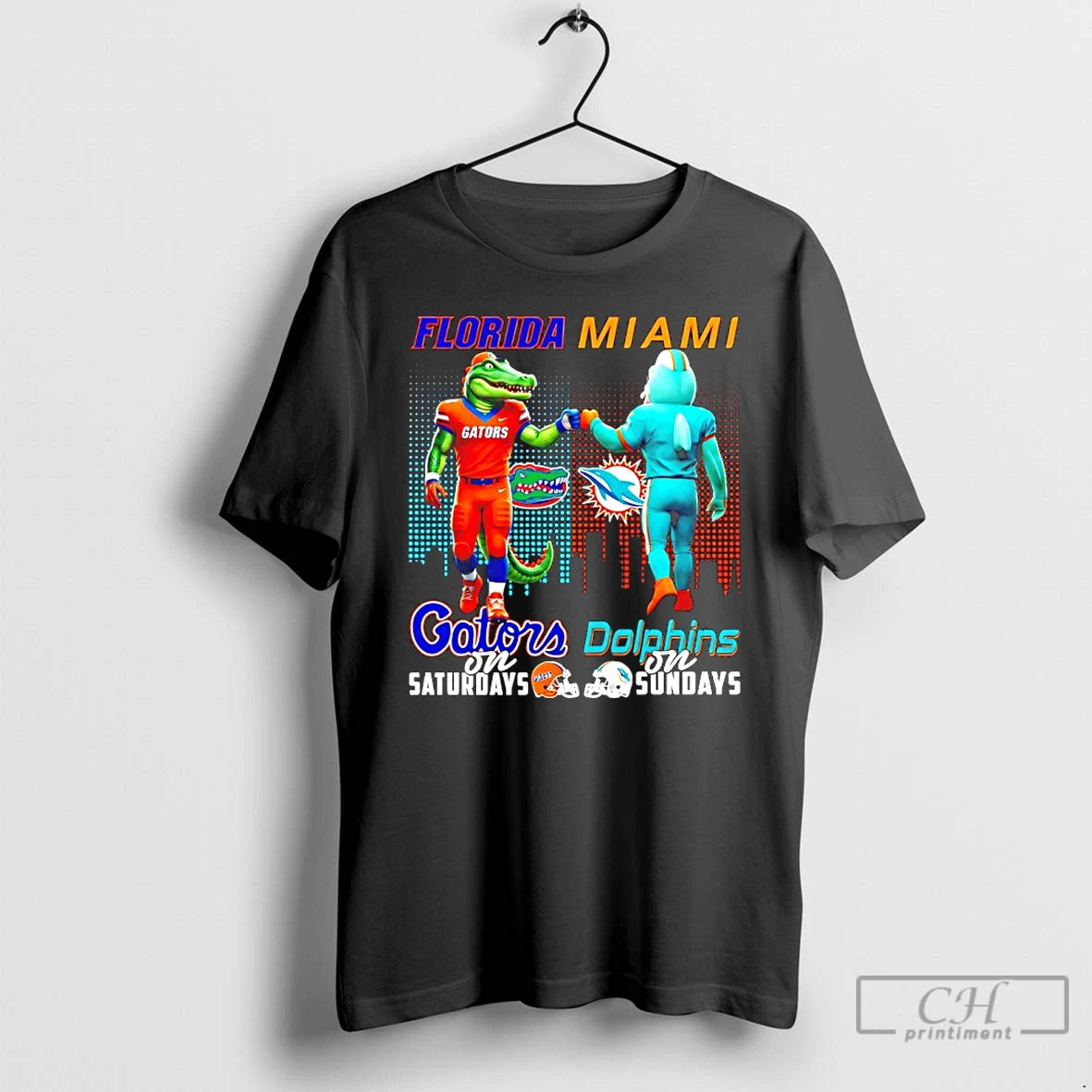 Classic Florida Gators On Saturdays Vs Miami Dolphins On Sundays Mascot Skyline T Shirts Sweater