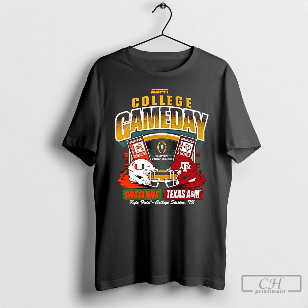 Classic Miami Hurricanes Vs Texas Am Aggie Espn College Gameday Playoff First Round T Shirts