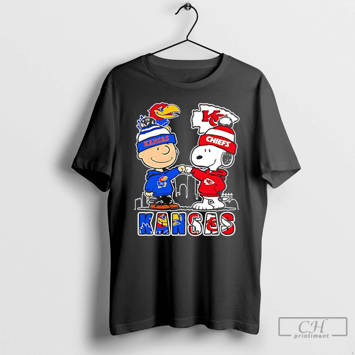 Classic Peanuts Charlie Brown And Snoopy Kansas City Chiefs And Jayhawks