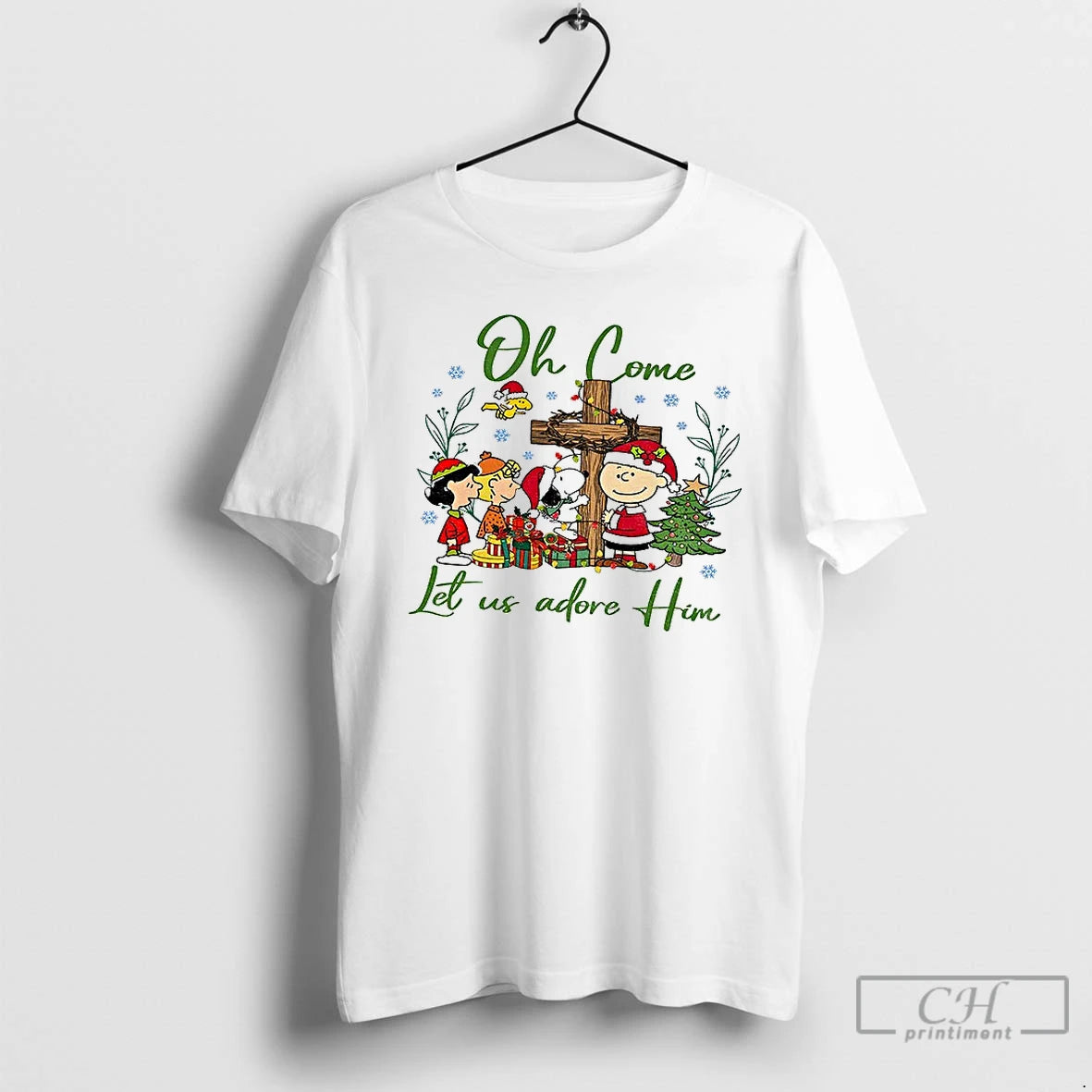 Classic Snoopy And Peanuts Oh Come Let Us Adore Him Merry Christmas T Shirts Sweater