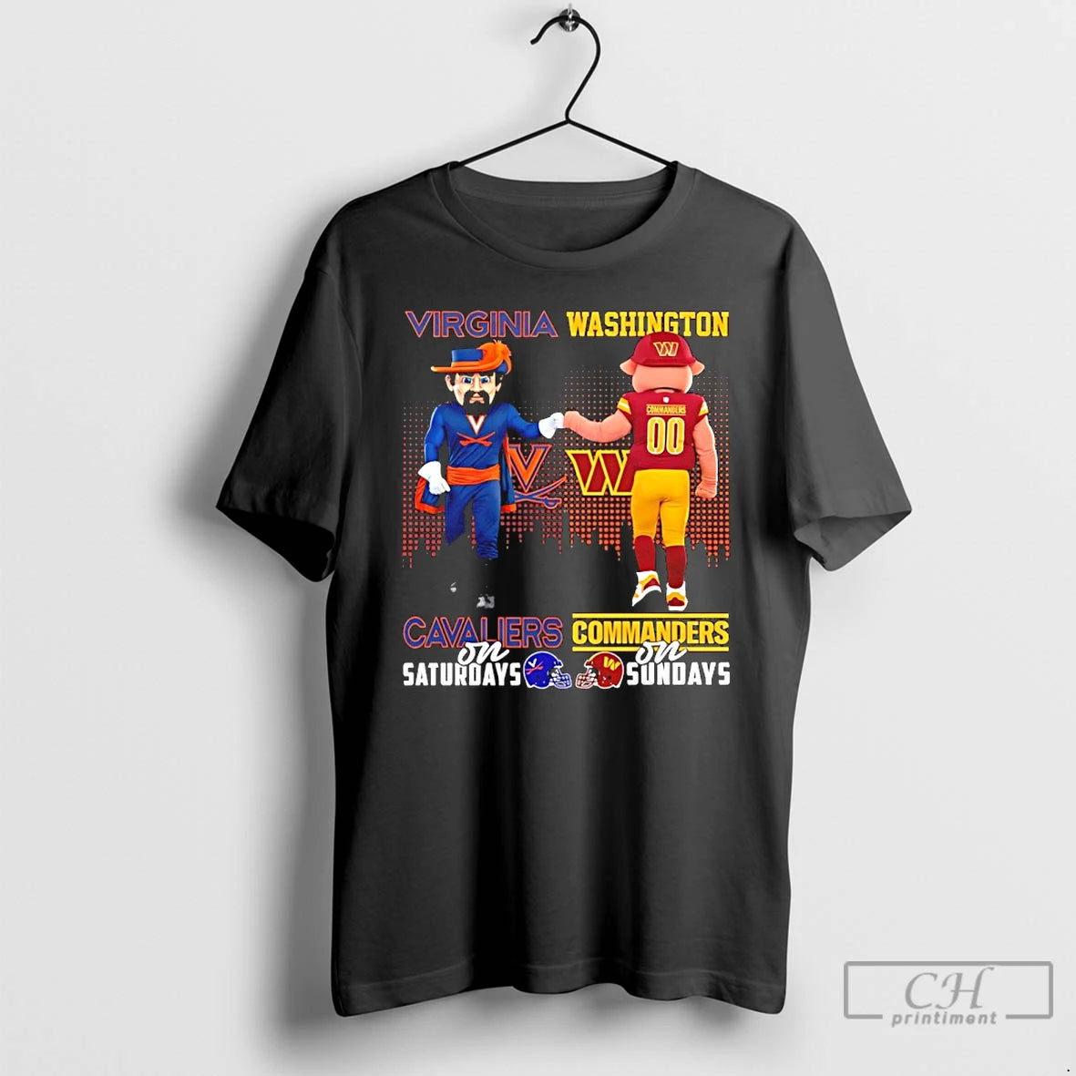 Classic Virginia Cavaliers On Saturdays Vs Washington Commanders On Sundays Mascot Skyline T Shirts Sweater
