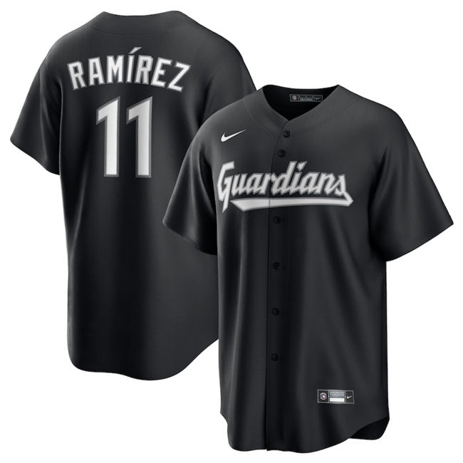 Cleveland Guardians #11 José Ramírez Black Lights Out Limited Stitched Baseball Jersey