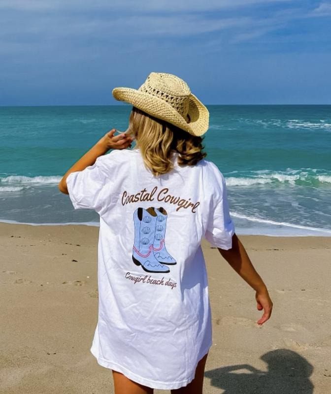 Coastal Cowgirl Shirt, Coastal cowgirl aesthetic, cowgirl beach days, beach oversized t-shirt Comfort Cotton