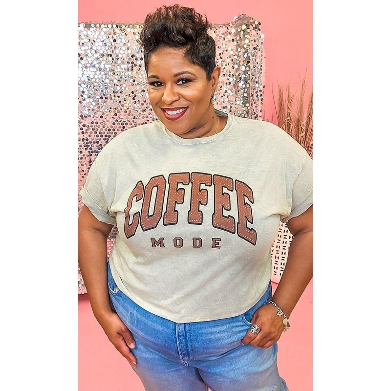 Coffee Mode Mineral Washed Taupe Graphic Shirt