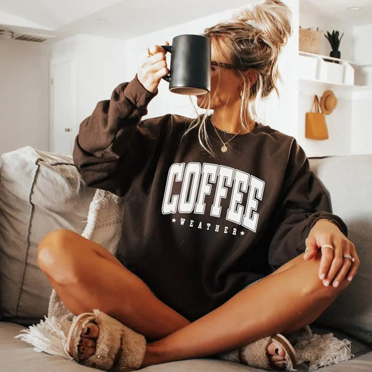 Coffee Weather Classic Style Unisex Sweatshirt, Coffee Lovers Christmas Sweatshirt, Gift for Him for Her Winter Holiday christmas sweatshirt Cotton Womenswear