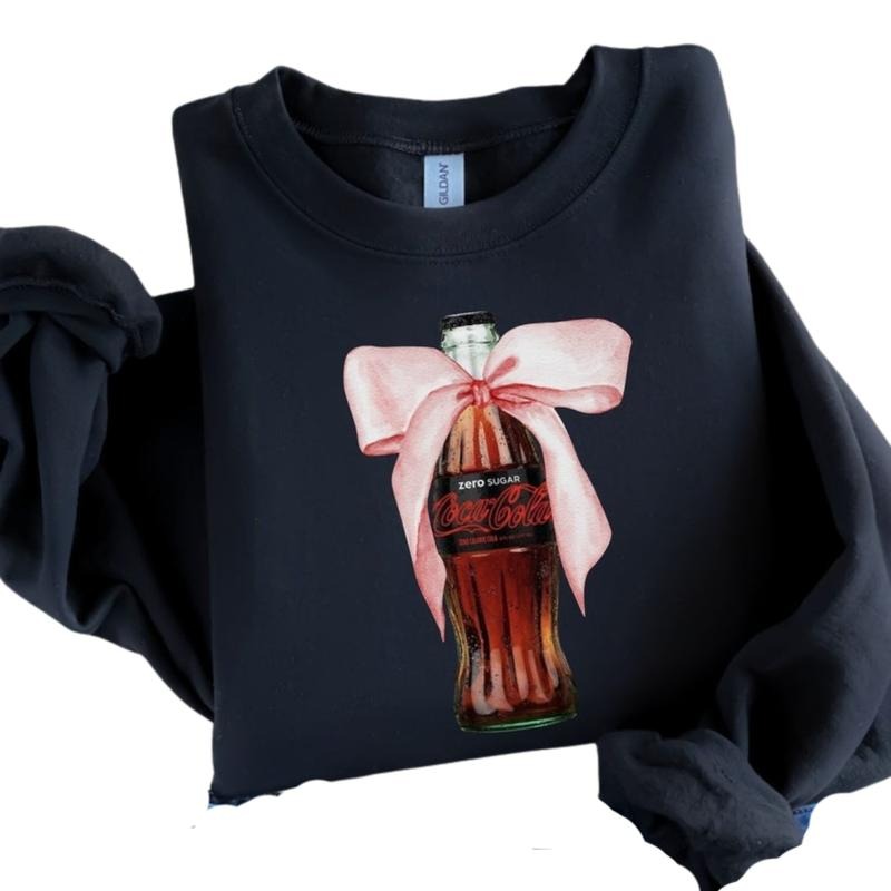 Coke Zero Pink Bow Sweatshirt, I Need A Coke Zero Crewneck Sweaters, Trendy Shirt, Gift for Diet Pepper Drinker Hoodie Classic Fabric