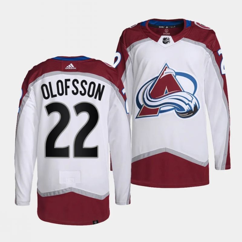 Colorado Avalanche #22 fredrik olofsson away white jersey