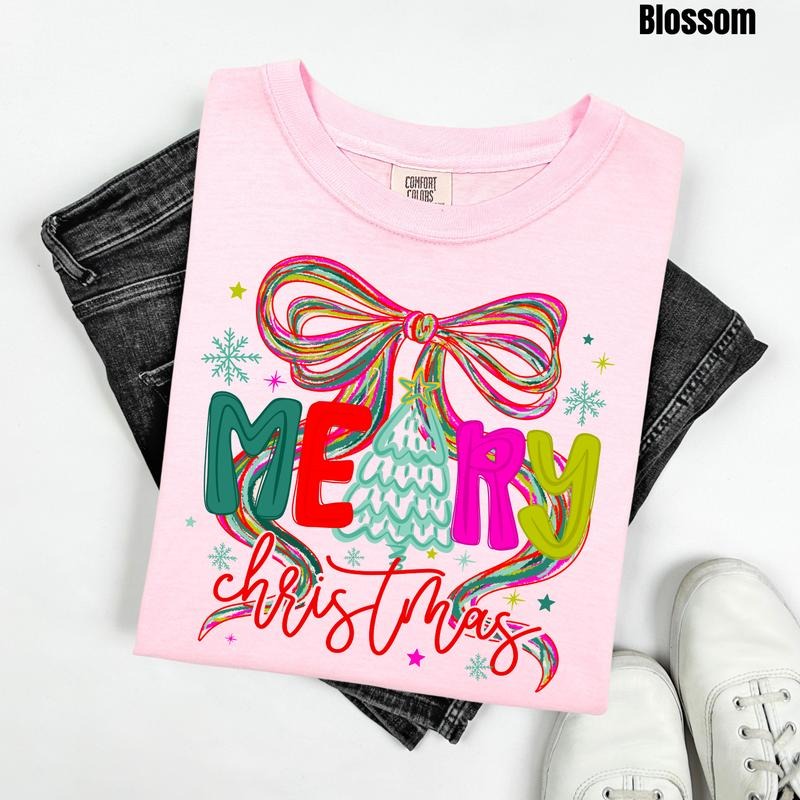 Colorful Merry Christmas Comfort Colors T-Shirt 'NLB'