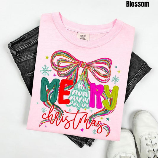 Colorful Merry Christmas Comfort Colors T-Shirt 'NLB'