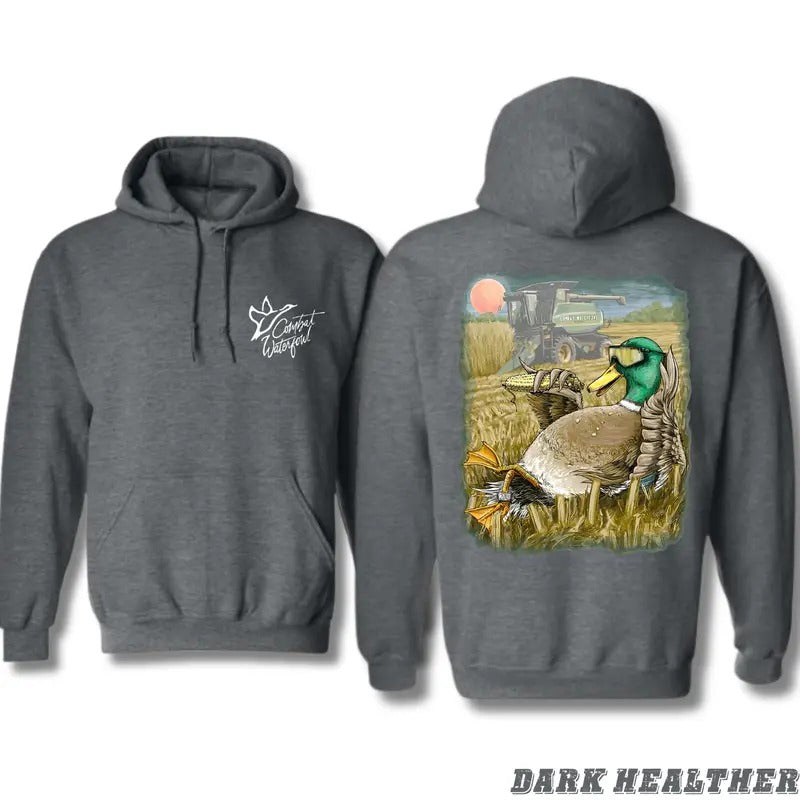 Combat Waterfowl Hoodie - Mallard Duck Relaxing in a Harvest Field, Perfect for Duck Hunters and Nature Enthusiasts, Hoodie for Men and Women