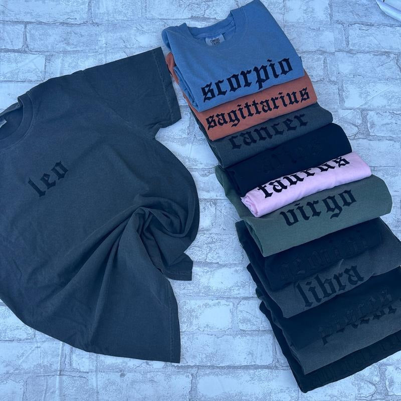 Comfort Colors -Zodiac Embroidered T-shirt