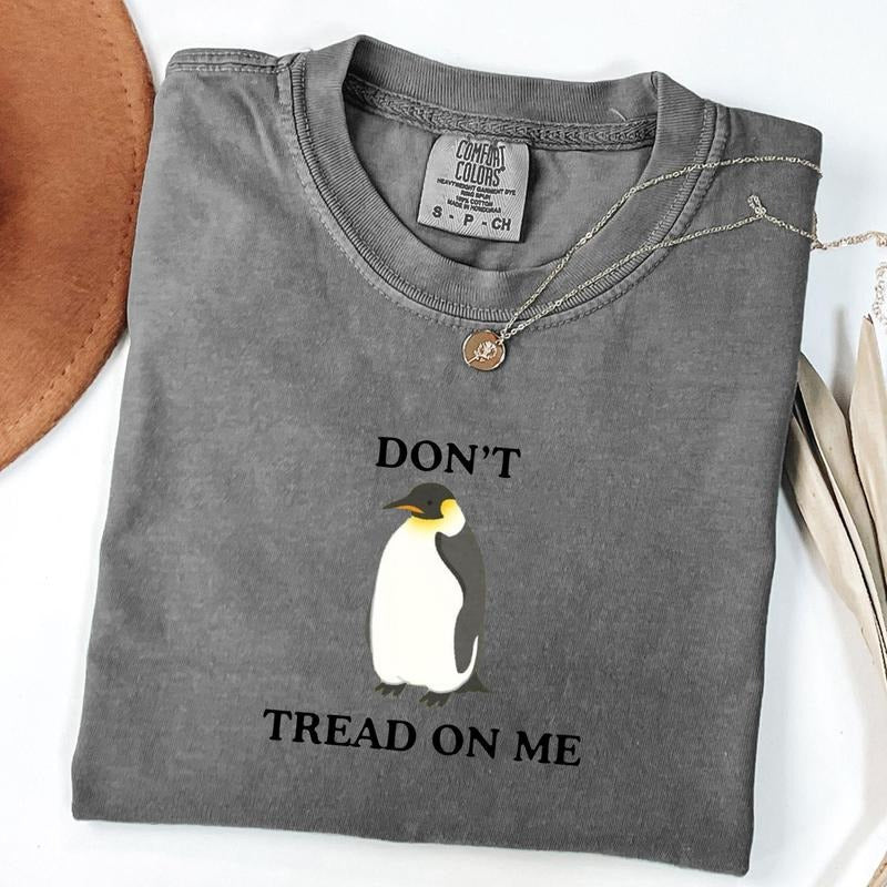Comfort Colors Anti-Trump "Don't Tread On Me" Penguin T-Shirt, Anti Trump Tee, Penguin Tariffs Shirt, Tariff Penguins