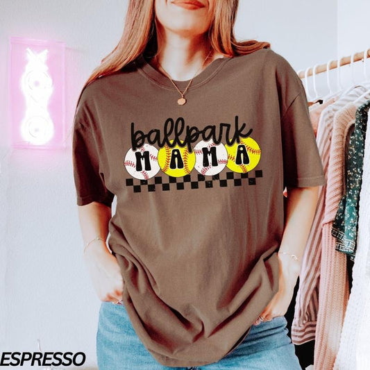 Comfort Colors Ballpark Mama T-Shirt, Baseball Mom T-Shirt, Softball Mom, Baseball Mama, Game day T-Shirt, Gift for Mom, Sports Mom T-Shirt