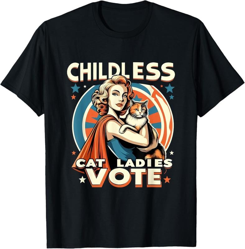 Comfort Colors Childless Cat Ladies Vote T-Shirt, Cat Ladies Vote Rosie The Riveter T-Shirt