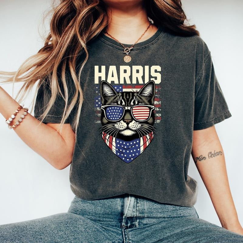Comfort Colors Childless Cat Lady For Kamala Shirt, Cat Lady Shirt, Kamala Harris Cat Shirt, Democrats, Election 2024, Election shirt for Cat Ladies