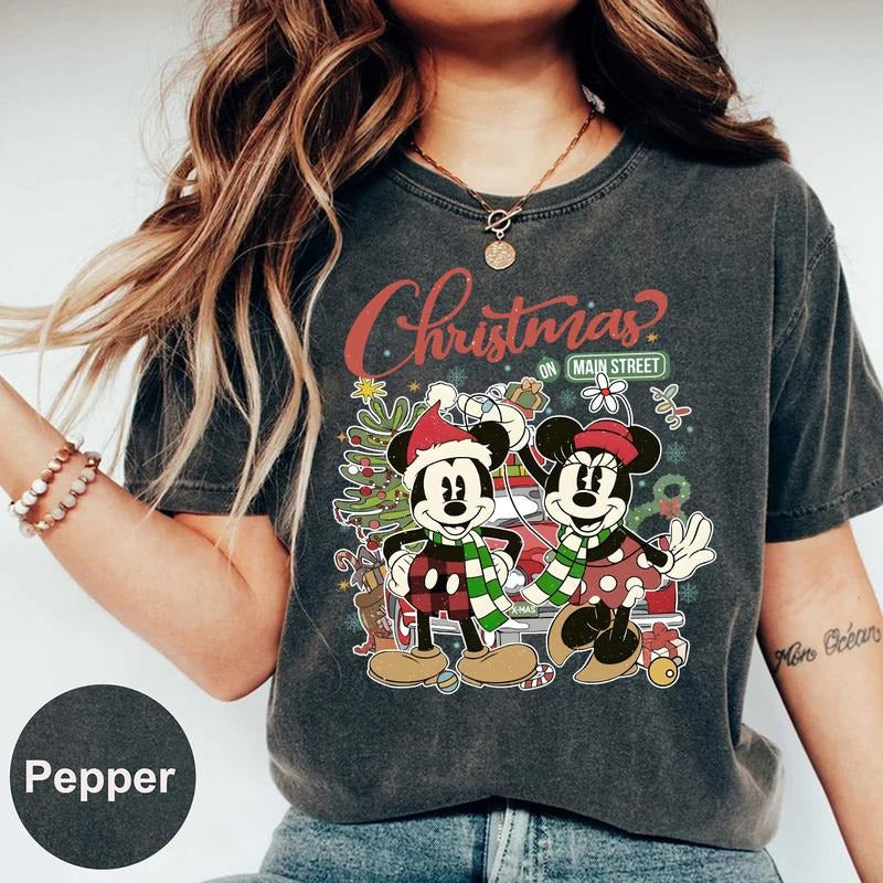 Comfort Colors Christmas On Main Street T-shirt, Crewneck Sweatshirt